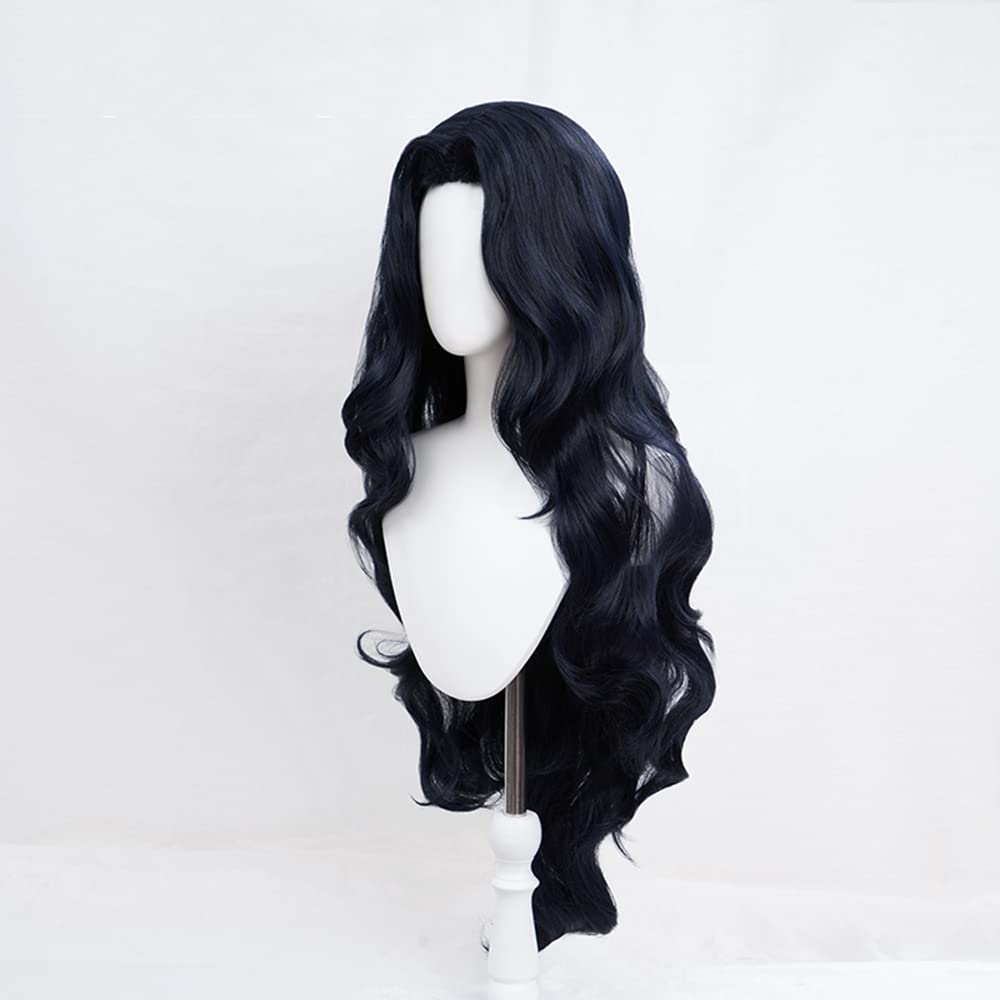 Cosplay Wig with Net, JoJo's Bizarre Adventure Yukako Yamagishi, Navy/Black, Heat-Resistant Wig