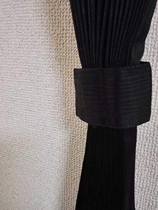 În Truck Nile Blackout Draperii plisate pentru pui de somn Negru 240cm x Lungime 90cm x 2 Panouri 1 Formă ușoară Memorie de formă (Fabricat în Japonia, Perdele) [Perdele Rotunde] Culoare