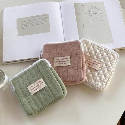 Small Makeup Cosmetic Bags Sanitary Napkin Storage Bags Cotton Cute Korean Coin Purse Bag Jewelry Organizer Card Pouch Case