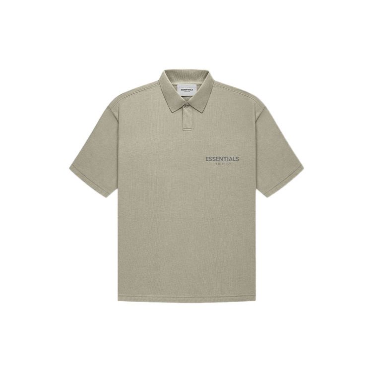 Fear of God Essentials Short Sleeve Polo With Rubberized Logo Unisex Tops Pistachio-Green FOG-FW21-005