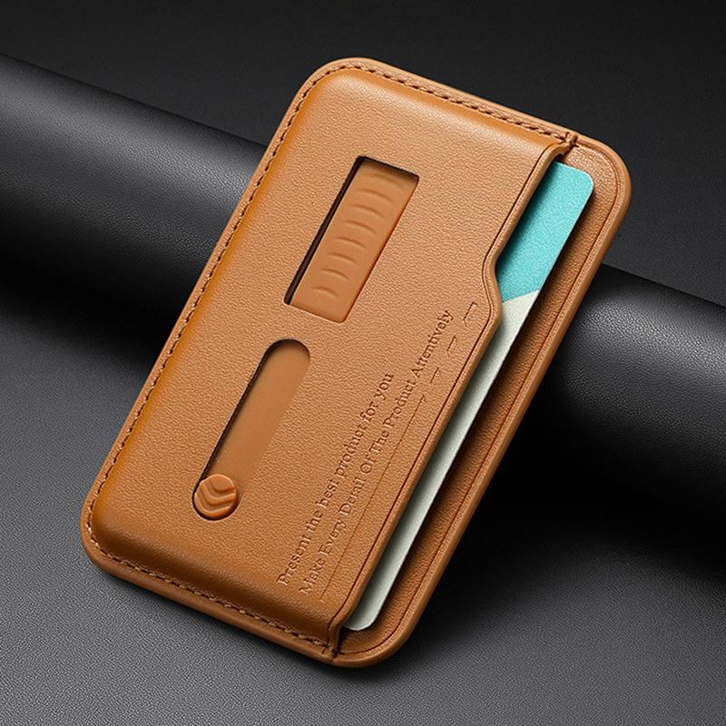 Hidden Strap Magnetic Leather Wallet Card Holder Case for Magsafe IPhone 14 13 15 17 16 12 Pro Max Plus I16 Mac Safe Stand Cover