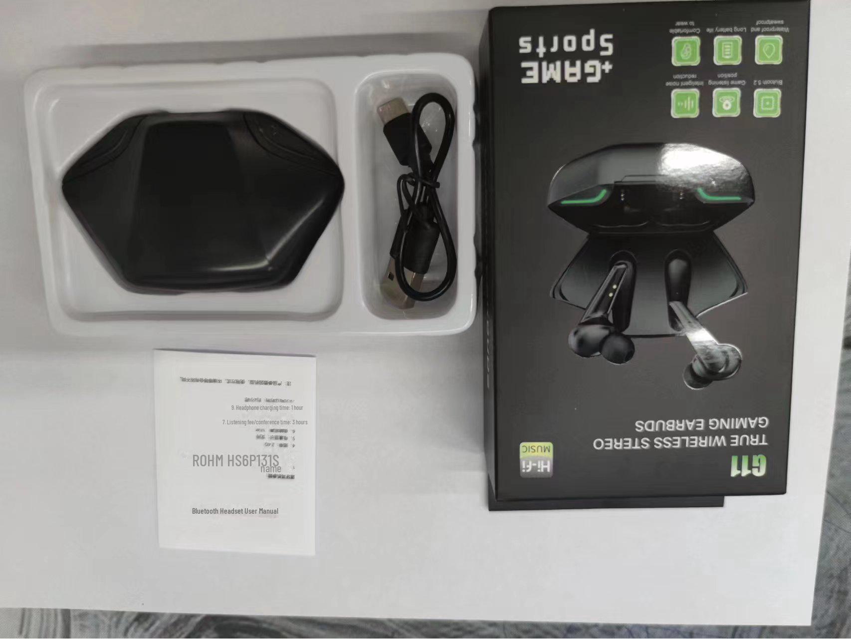 

Трансграничная игровая гарнитура G11 Bluetooth X15Pro — беспроводная TWS с увеличенным временем автономной работы для мобильных игр G11 complete set with packaging чёрный