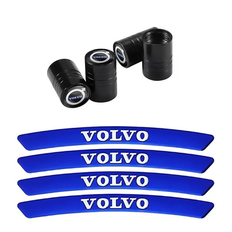 Car Tire Valve Cap Wheel Hub Sticker Tire Rim Decorative Sticker Suitable for Volvo V60 V40 Xc90 Xc40 S60 Xc60 V70 S90 V90 Xc70
