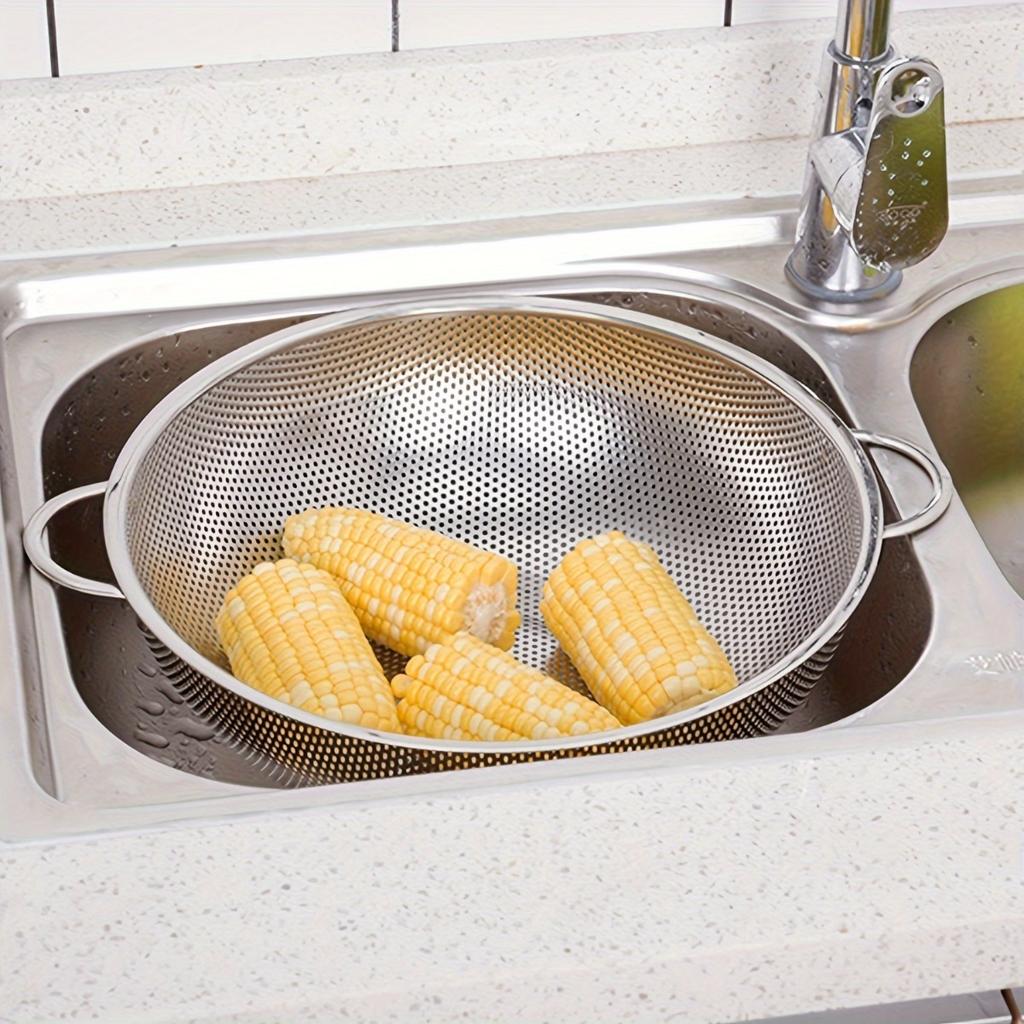 Stainless Steel Kitchen Draining Basket - Perfect for Fruits & Vegetables, Essential Cooking Accessory