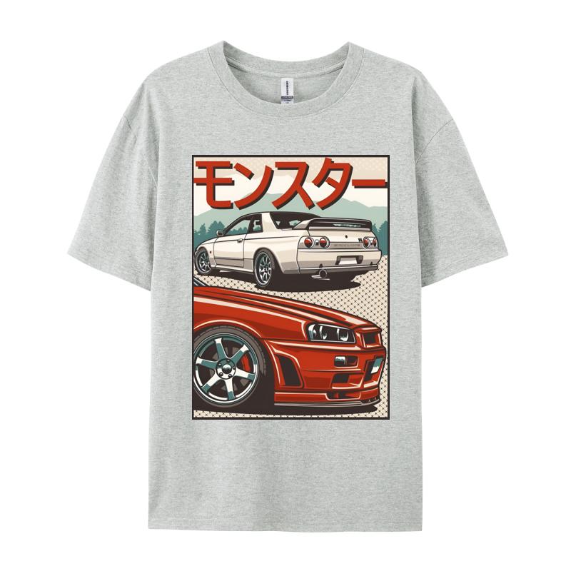 Car Print Tshirt Japan Drift T Shirt Graphic Pure Cotton Round Neck Unisex T Shirt Cool Tees Summer Autumn Wholesale