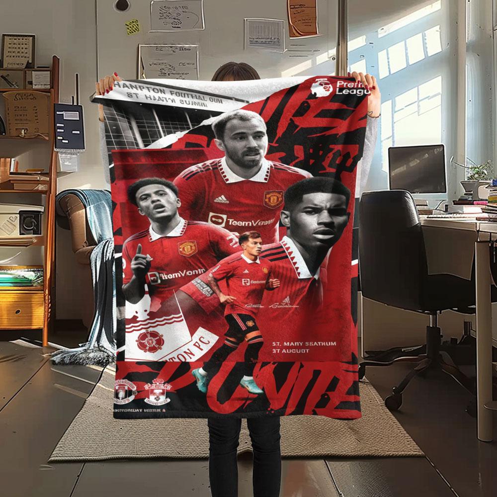 Red MUFC Glory Blanket, High Quality Comfortable for All Seasons, Home Decor, Warmth and Comfort