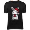 Christmas Bunny Line Art - Cute Minimalist Cartoon with Santa Hat & Present