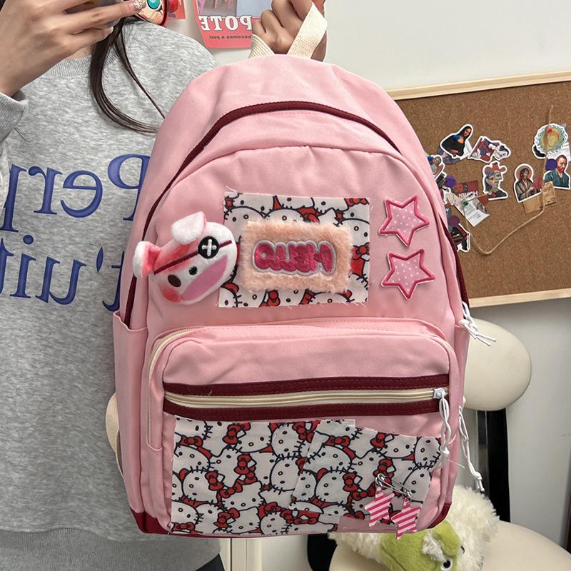 Middle School Girl'S Pink Backpack Cute Cartoon Style Backpack For Girls