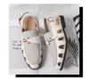 Men's Plus Size Leather Fisherman Sandals - Breathable, Hollow Buckle, Formal British Style for Summer