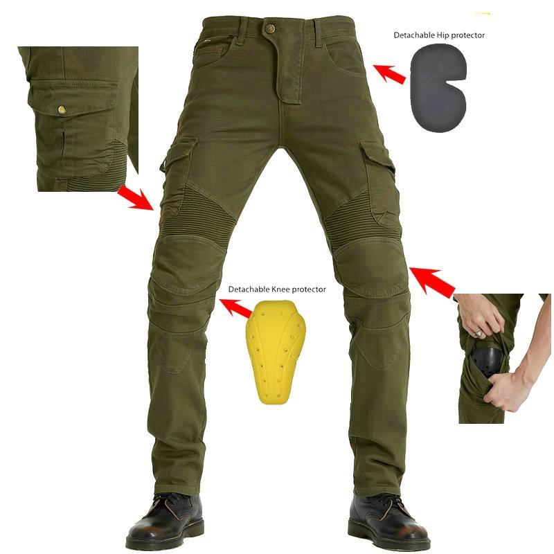 Men Women Motorcycle Riding Jeans Pants With CE Armor Protection Green Blue Black Camo Workwear Style