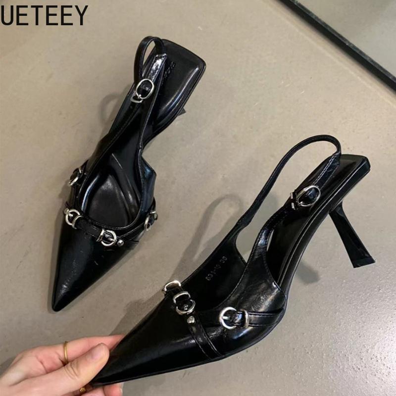 Sandalias de Punta Fina para Mujer Verano 2025 Zapatos de Moda Poco Profundos con Tira Trasera Zapatos de Fiesta y Baile para Señoras