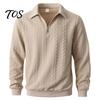 School Wear for Men Quarter-Zip Sweatshirt, Long Sleeve Turndown Collar Outdoor Sports Pullover Solid Color Shirt Fall Winter Comfortable Daily