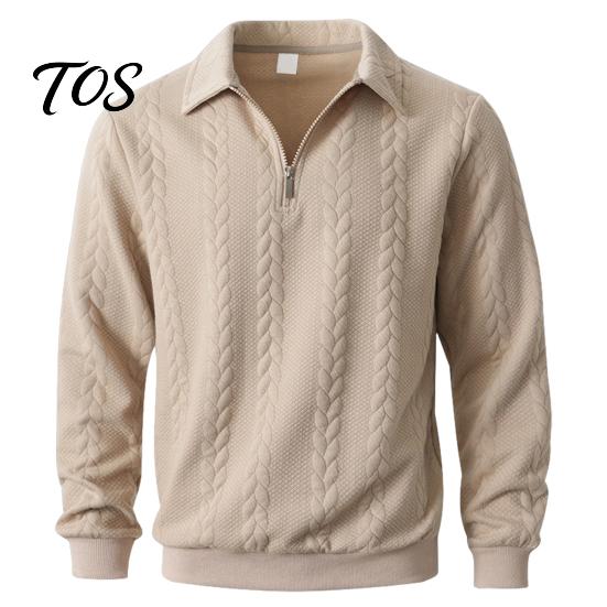 School Wear for Men Quarter-Zip Sweatshirt, Long Sleeve Turndown Collar Outdoor Sports Pullover Solid Color Shirt Fall Winter Comfortable Daily