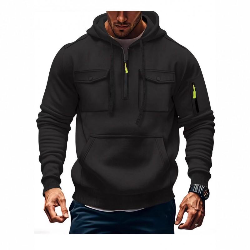 Mens Winter Hooded Zip-Up Sweatshirt Thick Fleece Lined Casual Streetwear Oversized Fit
