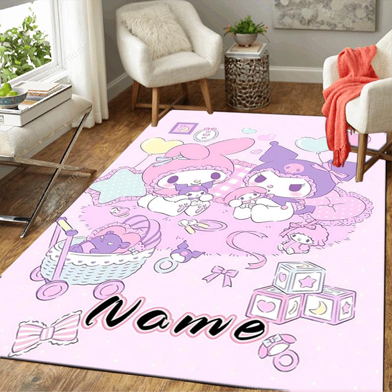 Custom 1Pc Hello Kitty Floral Background Rug Office Carpet Indoor Outdoor Entrance Doormat Nonslip Soft And Comfortable Living Room D2915315