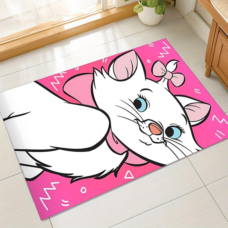 Pink Background White Cat Carpet For Playroom Bedroom Living Room Sofa Home Decorkids Game Area Rug Nonslip Floor Mat