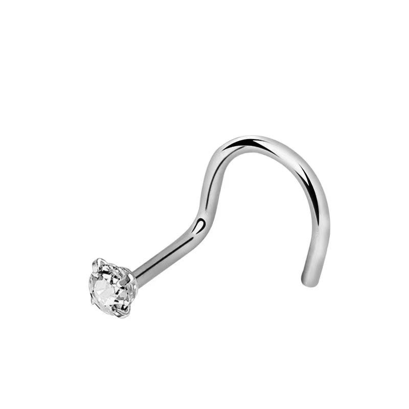 316L Stainless Steel Zircon Nose Stud and Ring Earrings - European & American Style, Hot-Selling Piercing Jewelry