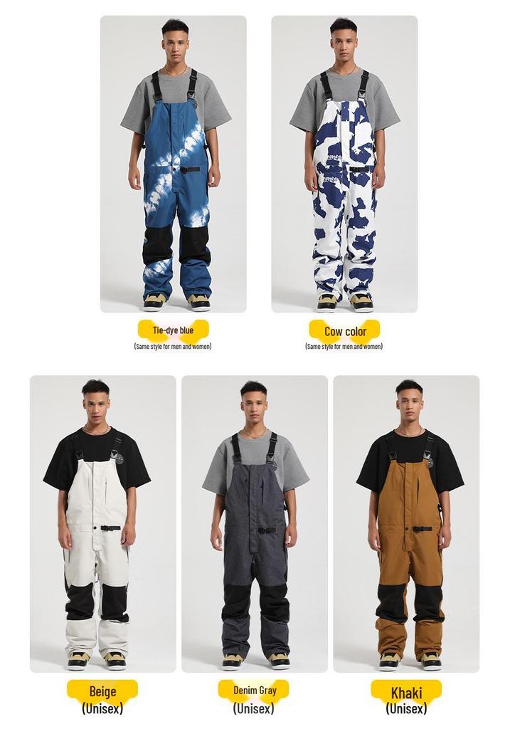 Unisex Waterproof Breathable Ski Bib Pants - Warm, Wear-Resistant Snowboard Suit