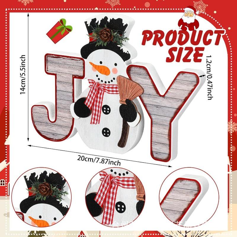 Snowman christmas decoration wooden building block christmas table decoration table center decoration layered tray decoration ornament