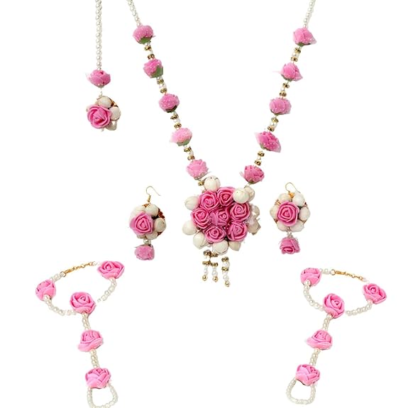 Jewellery Set for Women Floret Gota Patti Necklace, Earrings, Bracelet & Maang Tika for Women & Girls