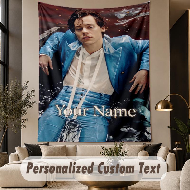Custom Text Tapestry Harry Styles Print Wall Tapestry Indoor Living Room Wall Decor