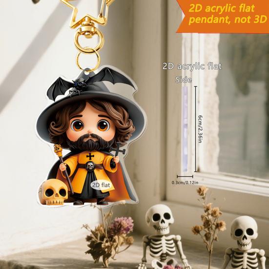 Car Pendant Halloween Series 2D Doll Charm Ghosts Pumpkins Skeletons Festive Car Ornament Auto Rearview Mirror Decoration