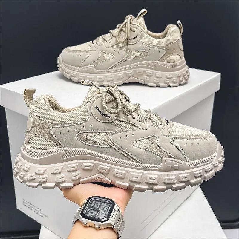 Spring Casual Men's Shoes 2025 New Mesh Breathable Running Shoes Fashionable Thick Soled Work Non Slip Sports Shoes