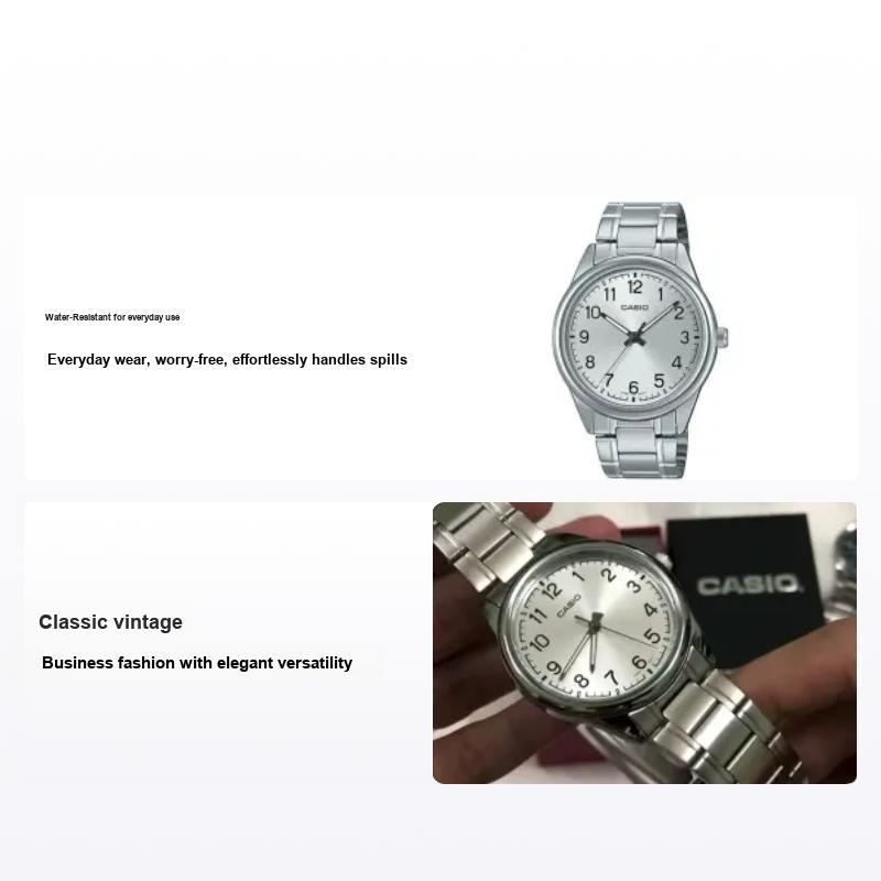 Casio Standard Series Classic Retro Small Round Business Fashion Digital Dial Watch Quartz Movement Stainless Steel Strap Men watches MTP-V005D-7B4