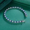 925 Sterling Silver Tennis Bracelet Sapphire Gemstone Blue Stone Bangle  for Women  Engagement Wedding Fine Jewelry Gift 19cm