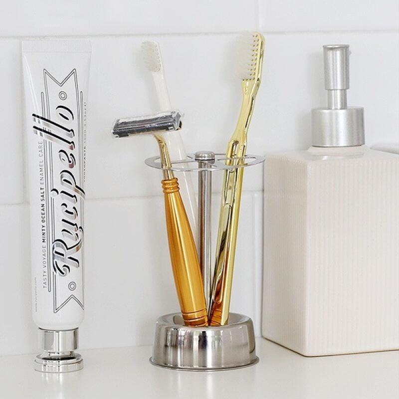 

Bathroom desk interior dental hygiene stainless steel toothbrush holder