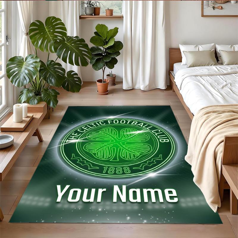 Crystal Velvet Rug Custom Name Text, Soft Non Slip Floor Mat Home DecorCeltic FC