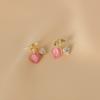 Licht Luxus Rosa Rose Blume Stud Ohrringe Für Frauen Exquisite Zirkon Schmetterling Temperament Ohrring Weihnachten Party Schmuck