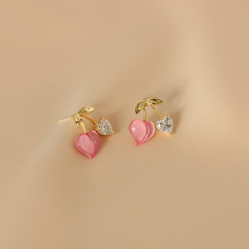 Licht Luxus Rosa Rose Blume Stud Ohrringe Für Frauen Exquisite Zirkon Schmetterling Temperament Ohrring Weihnachten Party Schmuck