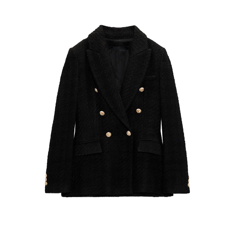 Fall and Winter New Arrival Versatile Casual Loose Commuting Elegant Textured Double Breasted Suit Outwear 2136601