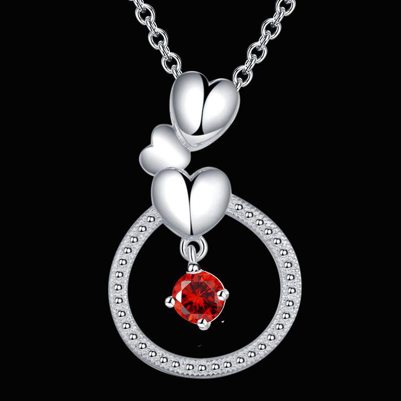 925 Sterling Silver Heart-to-Heart Link Clavicle Necklace