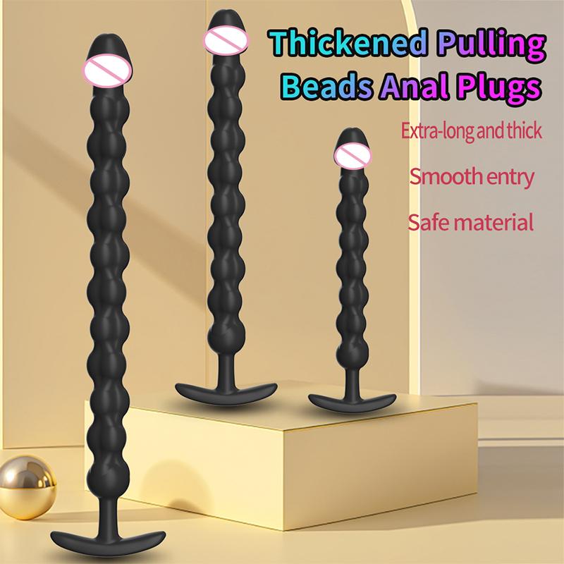 Extra-long Anal Dildo Butt Plug Prostate Massager Adult Gay Anal Beads Deeper Stimulation G-spot Clitoral Sex Toys for Men Women