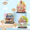 DIY Architektur Restaurant Café Eiswagen Laden Straßenansicht Baustein-Set Mädchen Bausteine Klassisches Modell Kinderspielzeug