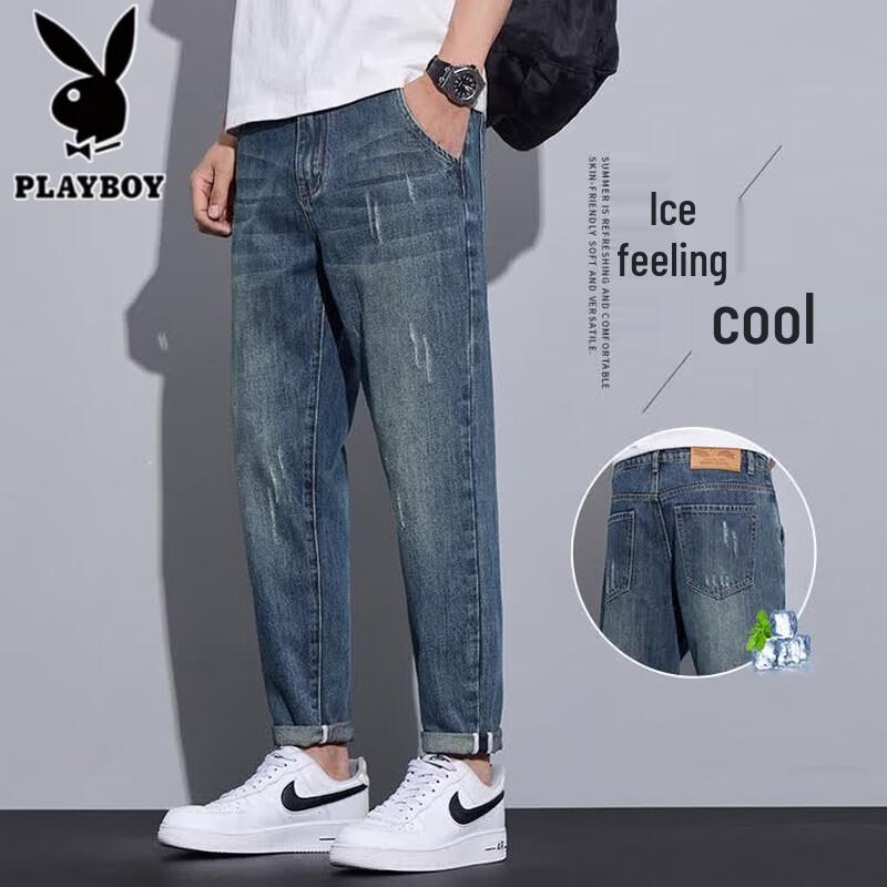 PLAYBOY Men s Summer Tapered Cropped Jeans 30