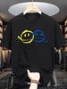 Americanstyle retro doubleprint smiling face shortsleeved Tshirt Summer loosefitting casual couples top