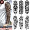 New Waterproof Full Arm Tattoo Stickers – Large Floral & Lion Design, Cross-Style, Hot Selling
