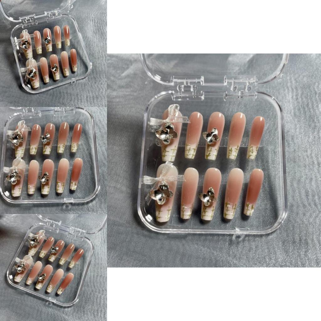 Nail Bow Artificial Nude French Style Gorgeous Manicure Wearable Nails Reusable