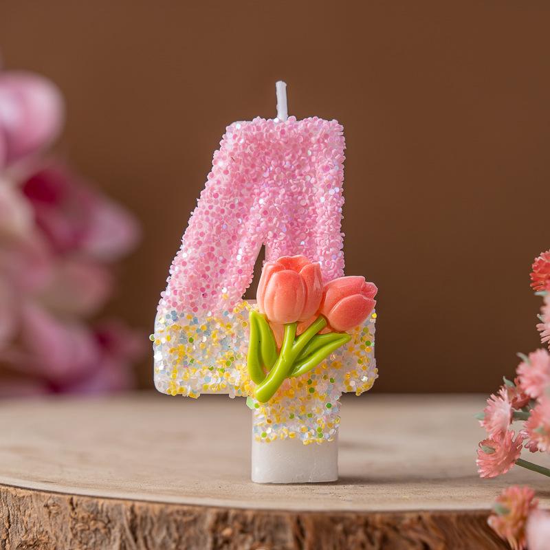 Creative Handmade 0-9 Birthday Flower Candle for Cakes and Desserts