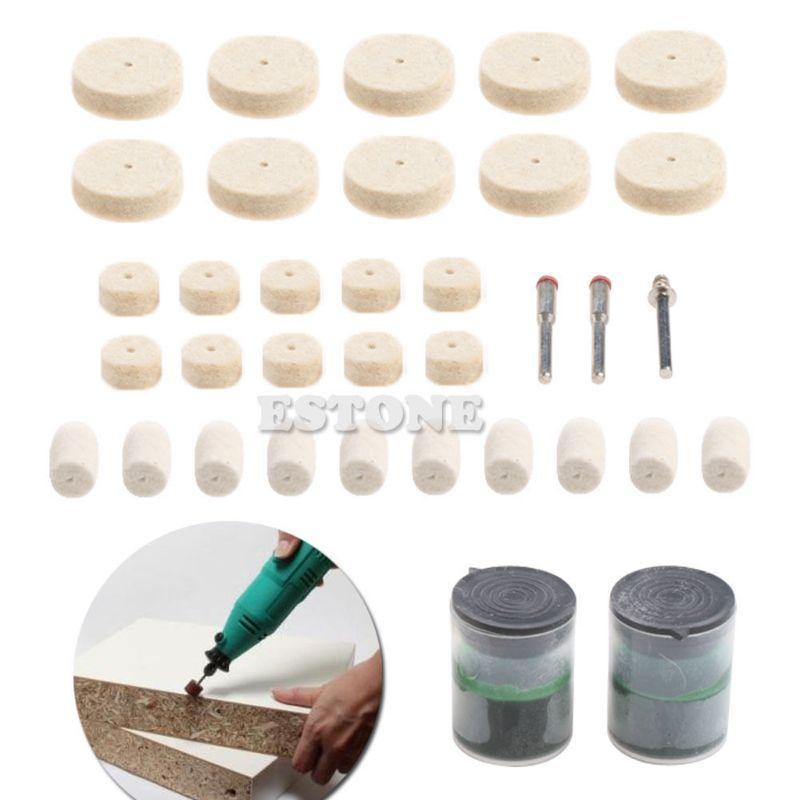 35Pcs Soft Felt Polishing Buffing Burr Wheel For Rotary Tools 1/8" top sale