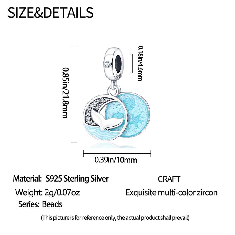 Original Charms Beads Copper Blue Ocean Fish Tail Pendant For Woman Jewelry For Bracelet Necklace Accessories