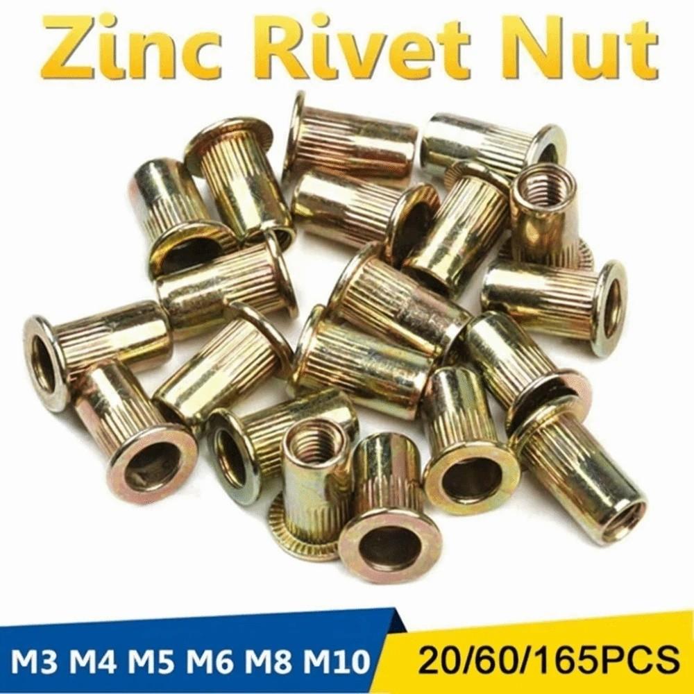 Flat Head Rivet Nut Zinc Plated Threaded Rivet Multi Size Nut Screws  For Screw Bolt