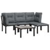vidaXL 5-tlg. Garten-Lounge-Set Schwarz und Grau Poly Rattan
