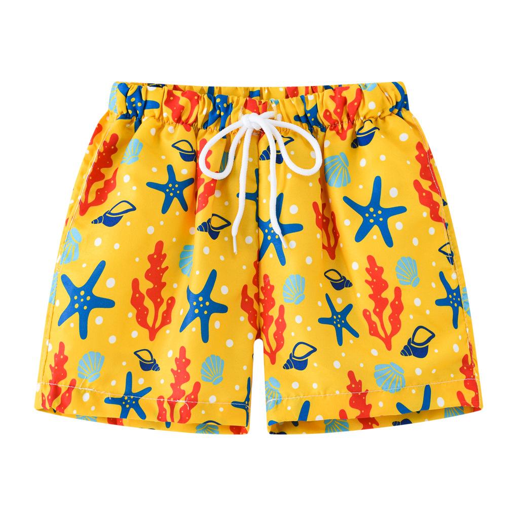 Kids Adjustable Drawstring Swim Trunks Elastic Waist Quick Drying Beach Shorts for Boys Girls Summer Pool Water Activities