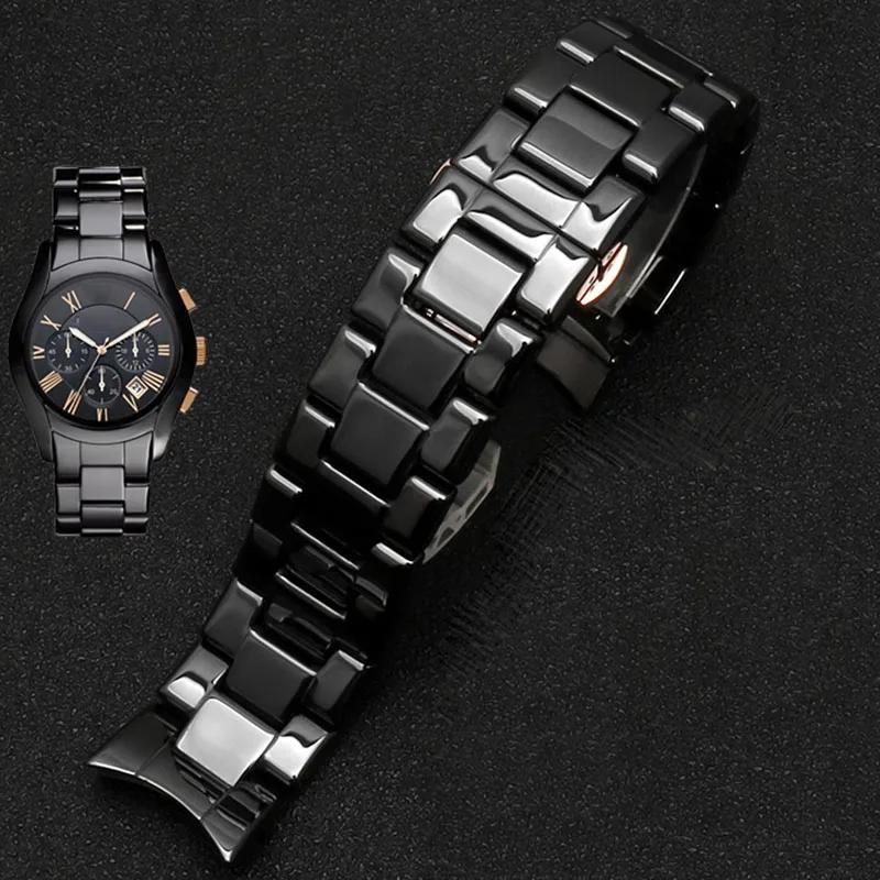 Alta qualità per cinturino per orologio AR1451 AR1452 AR1400 AR1410 con chiusura a farfalla in acciaio inossidabile 22mm 24mm cinturini per orologio in ceramica