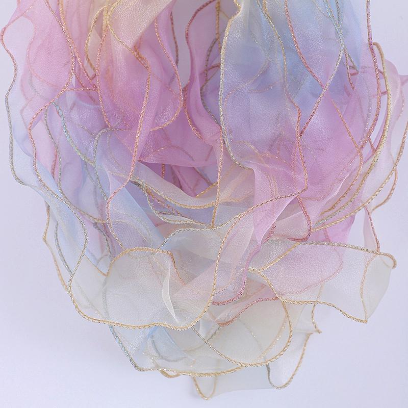 10Yards 4cm Iridescent Fishtail Edge Oganza Ribbon for DIY Headwear Hat Decor Gift Wrapping Craft Accessories Sewing Supplies