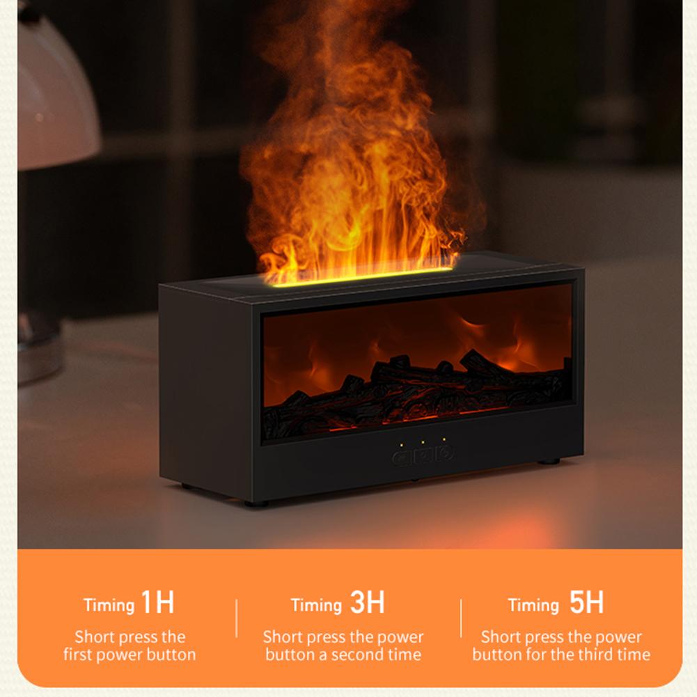 Dynamic Flame Fireplace Essential Oil Diffuser 150ml Flame Fireplace Flame Fire Diffuser Timer and Auto Off for Home Room Office